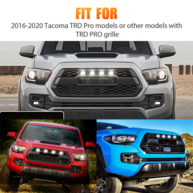 4x Raptor Style White Lens Grille LED Light For Toyota Tacoma TRD Pro 2016-2021