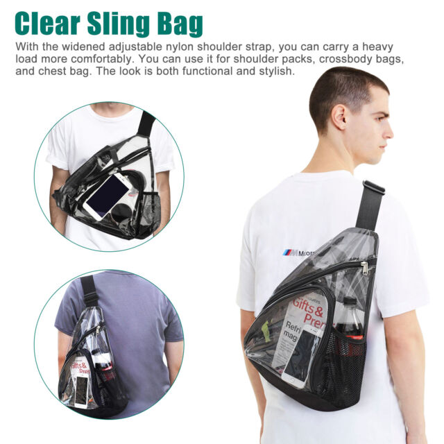 Clear PVC Sling Bag Transparent Stadium Shoulder Crossbody Backpack Adjustable