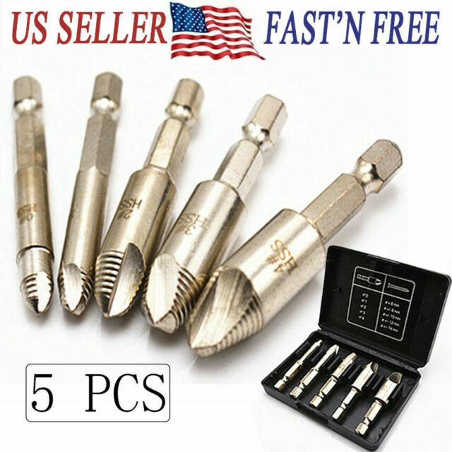 5Pcs Damaged Screw Extractor Remove Set Screws Bolt Extract Drill Bit Tool