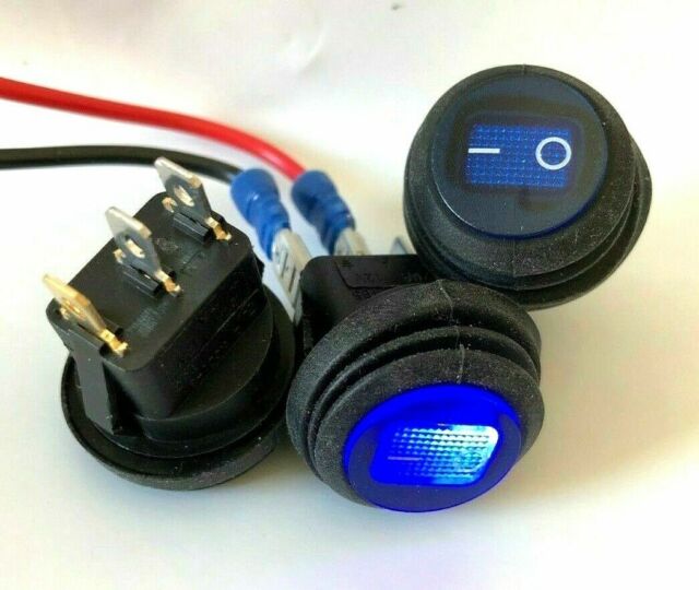 3 pcs Blue LED 12V 20A Car Boat ON/OFF Round Waterproof Rocker Toggle Switch US