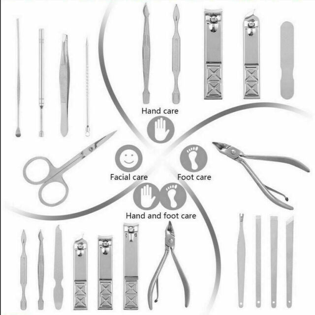 18PCS Women Men Manicure Pedicure Finger Toe Nail Clippers Scissors Grooming Kit