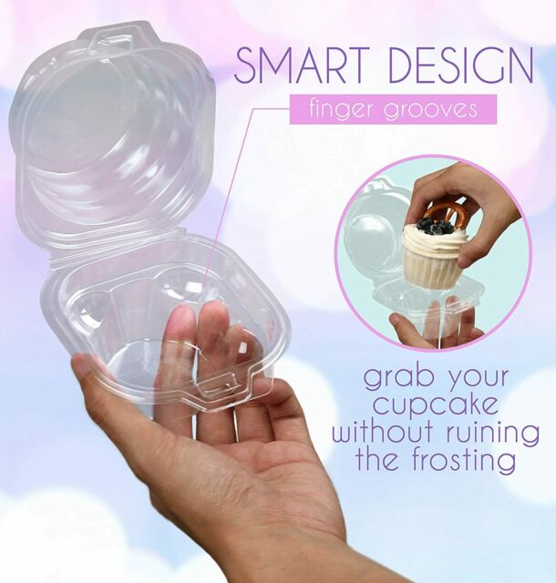 100x Plastic Individual Cupcake Container Clear Boxes Single Compartment Carrier