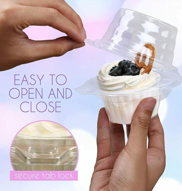 100x Plastic Individual Cupcake Container Clear Boxes Single Compartment Carrier