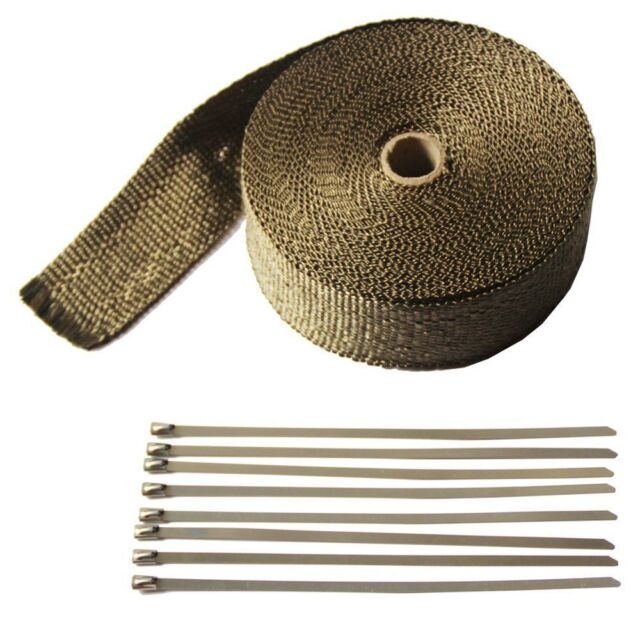 2 Rolls x Titanium Pipe Header Manifold Exhaust Heat Wrap Tape 20 Ties 2" X 50ft