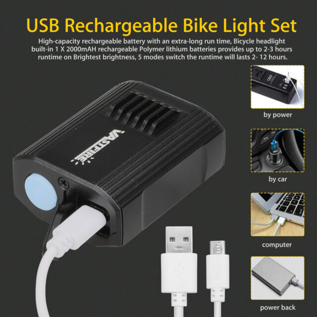 1200Lm LED Bicycle Headlight Mountain Bike Front Lamp Light Rechargeable 5 Modes