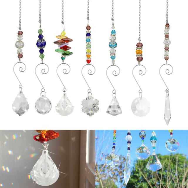 7x Hanging Crystal Prism Pendant Rainbow Suncatcher Home Window Chandelier Decor