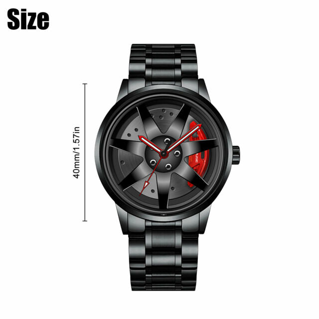 Luminous Men Car Wheel Fashion Watch Analog Quartz Stainless Steel Wrist Watches